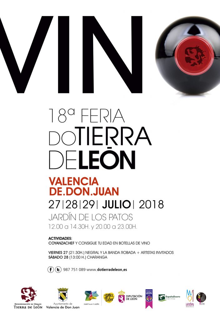 18ª Feria del Vino de la D.O. Tierra de León, 27 al 29 de Julio en Valencia de Don Juan